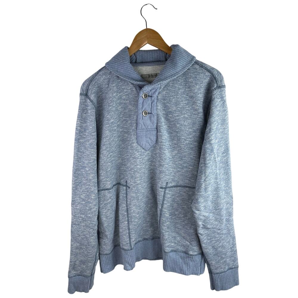 Onassis Men's Heathered Blue Collared Polo Oversized Pullover Sweater Top Sz XL